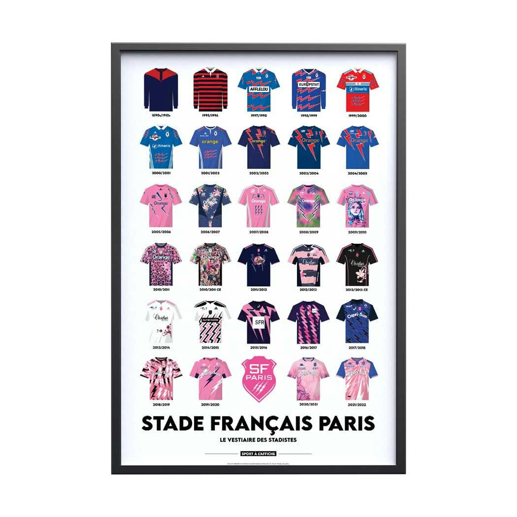 RUGBY - Affiche Rugby - Stade Francais Paris - Maillots Historiques 40x60 cm