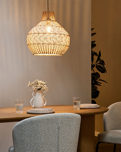 Lampe suspension YAUCO Rotin Blanc