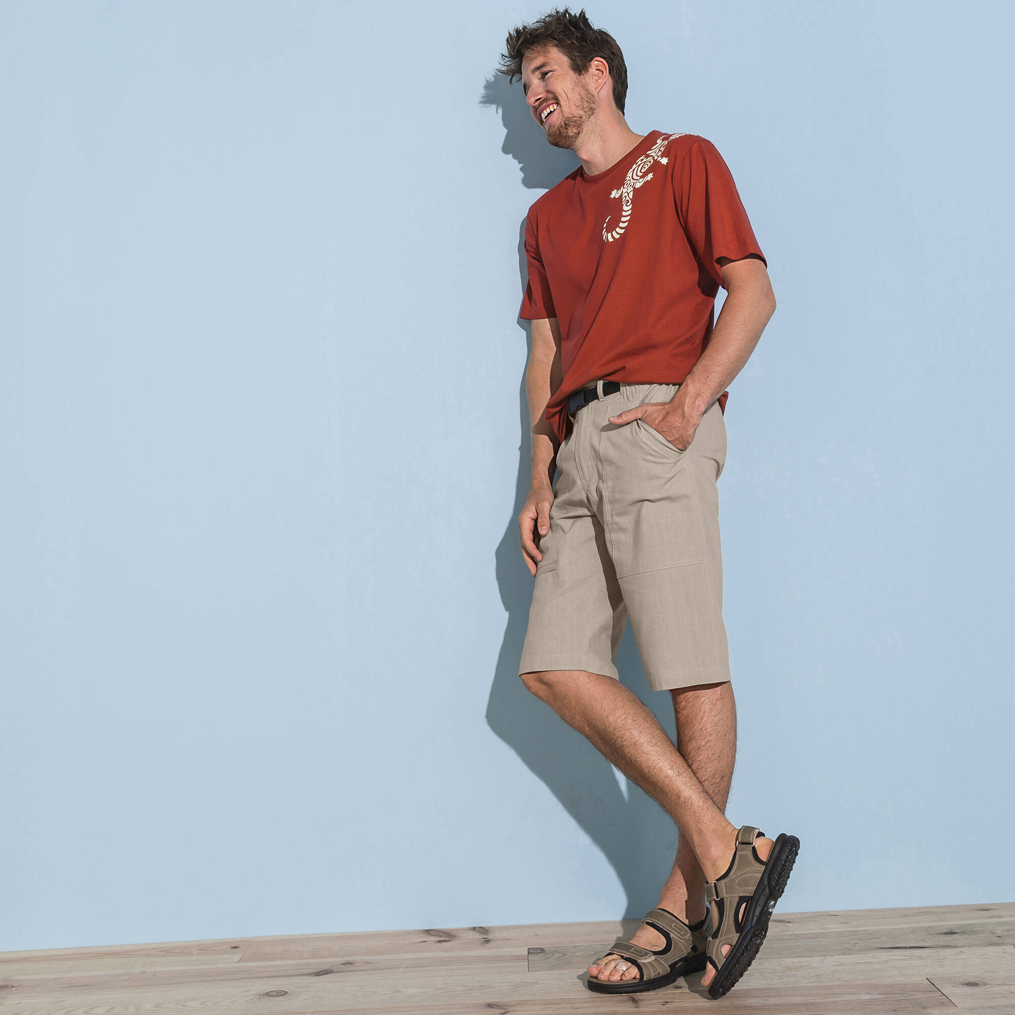 Bermuda élastiqué au 3/4   ceinture assortie