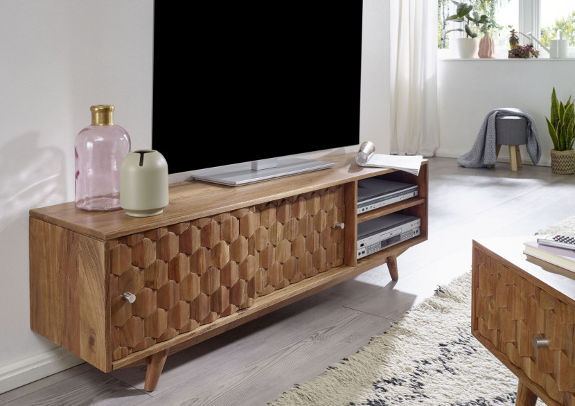 MOSAYK Szafka RTV #101 Akacja lakierowana 145x35x45 cm