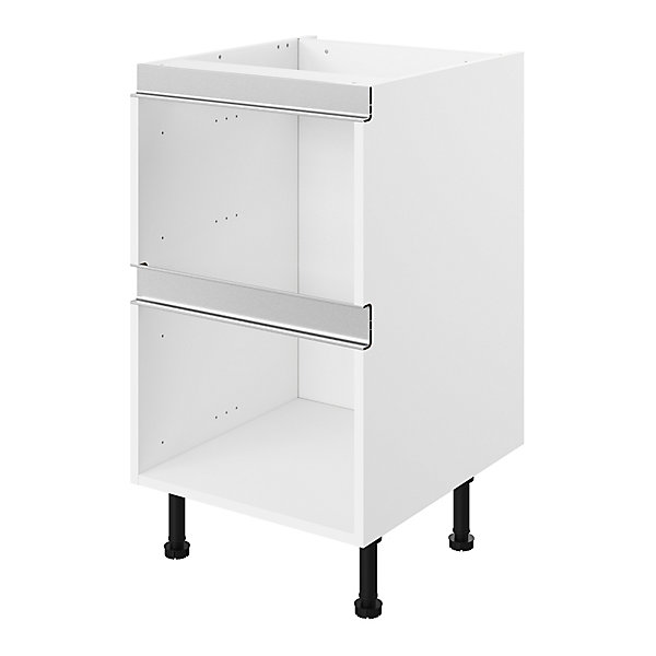 Caisson bas de cuisine à 2 casseroliers blanc L. 60 cm Caraway Innovo GoodHome