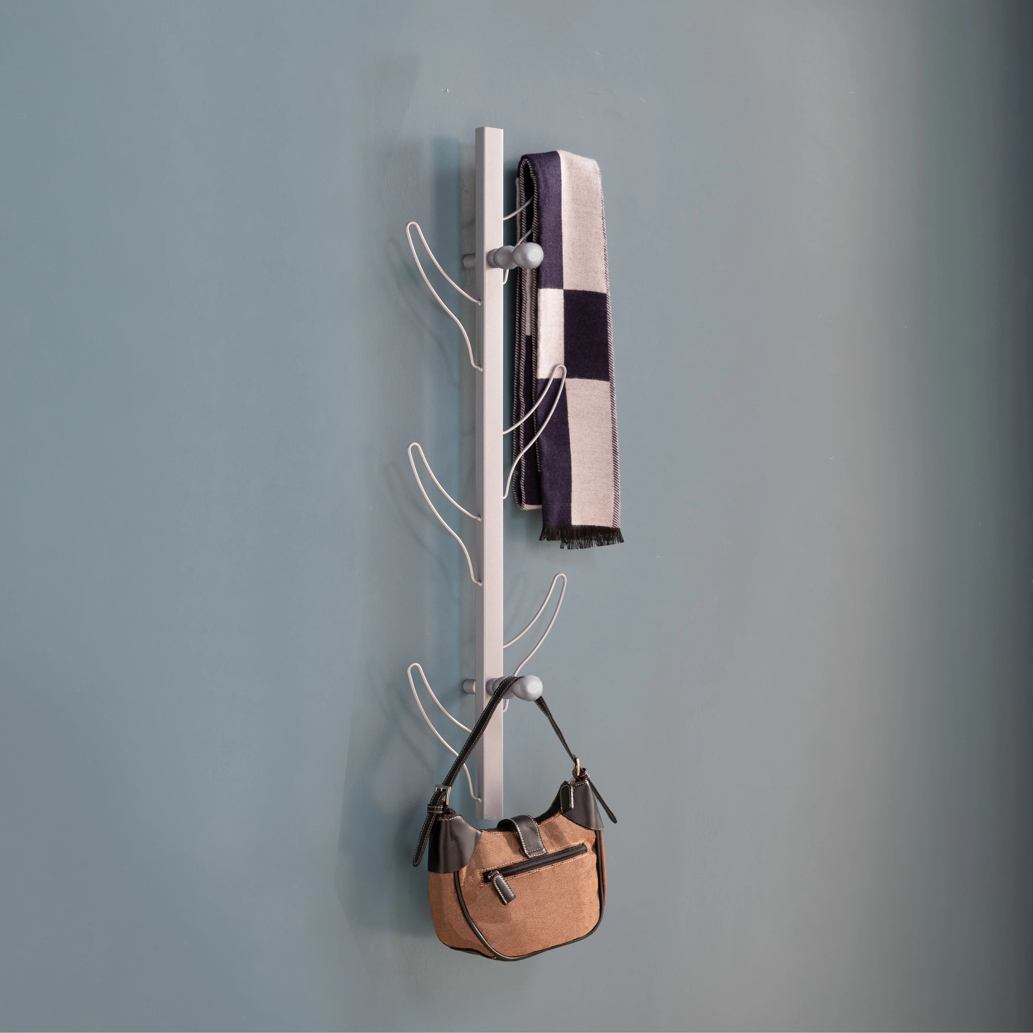 Vertical Wall Mount Coat Rack with Eight Hook