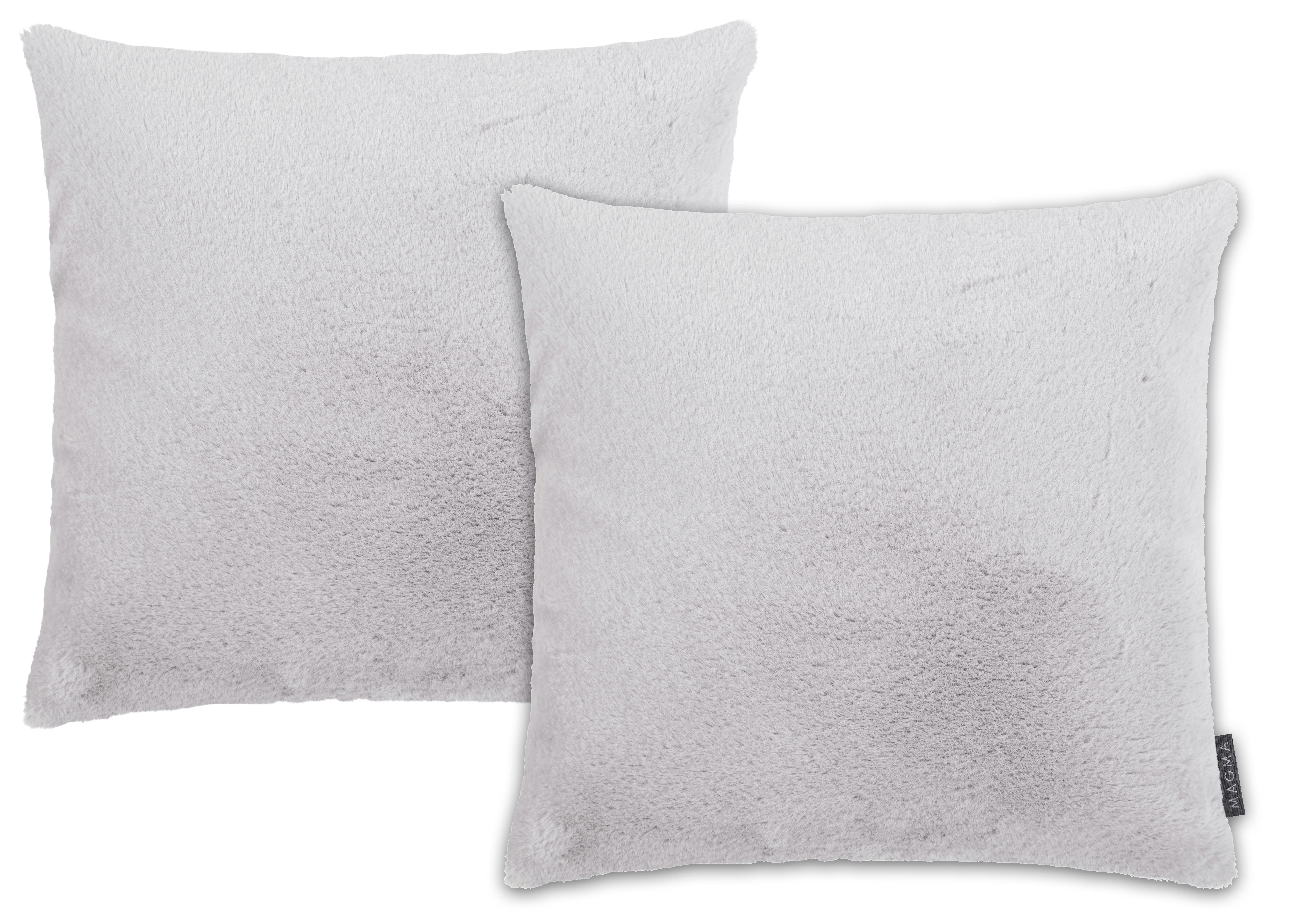 SOFTY - Housses de coussin fausse fourrure grise - Lot de 2 - 45x45