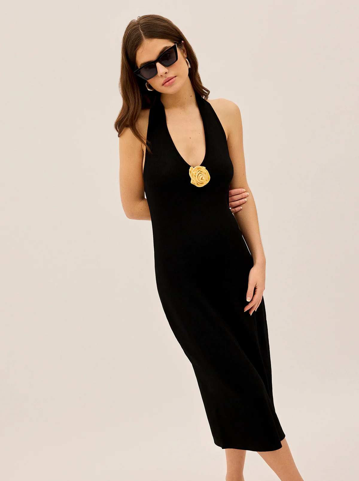 Anissa Black Knit Halter Dress