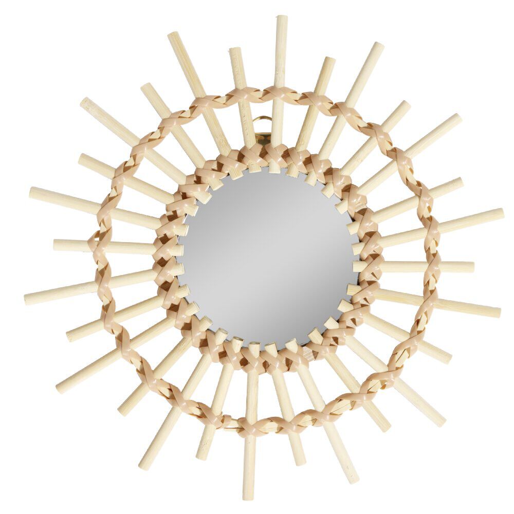 Miroir soleil rond rotin et osier Ø30cm