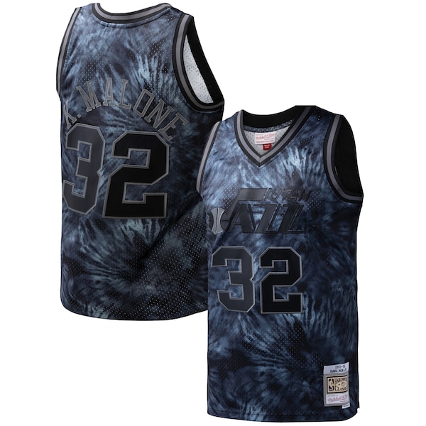 Karl Malone Utah Jazz Hardwood Classics 1991/92 Tie-Dye Swingman Jersey - Black