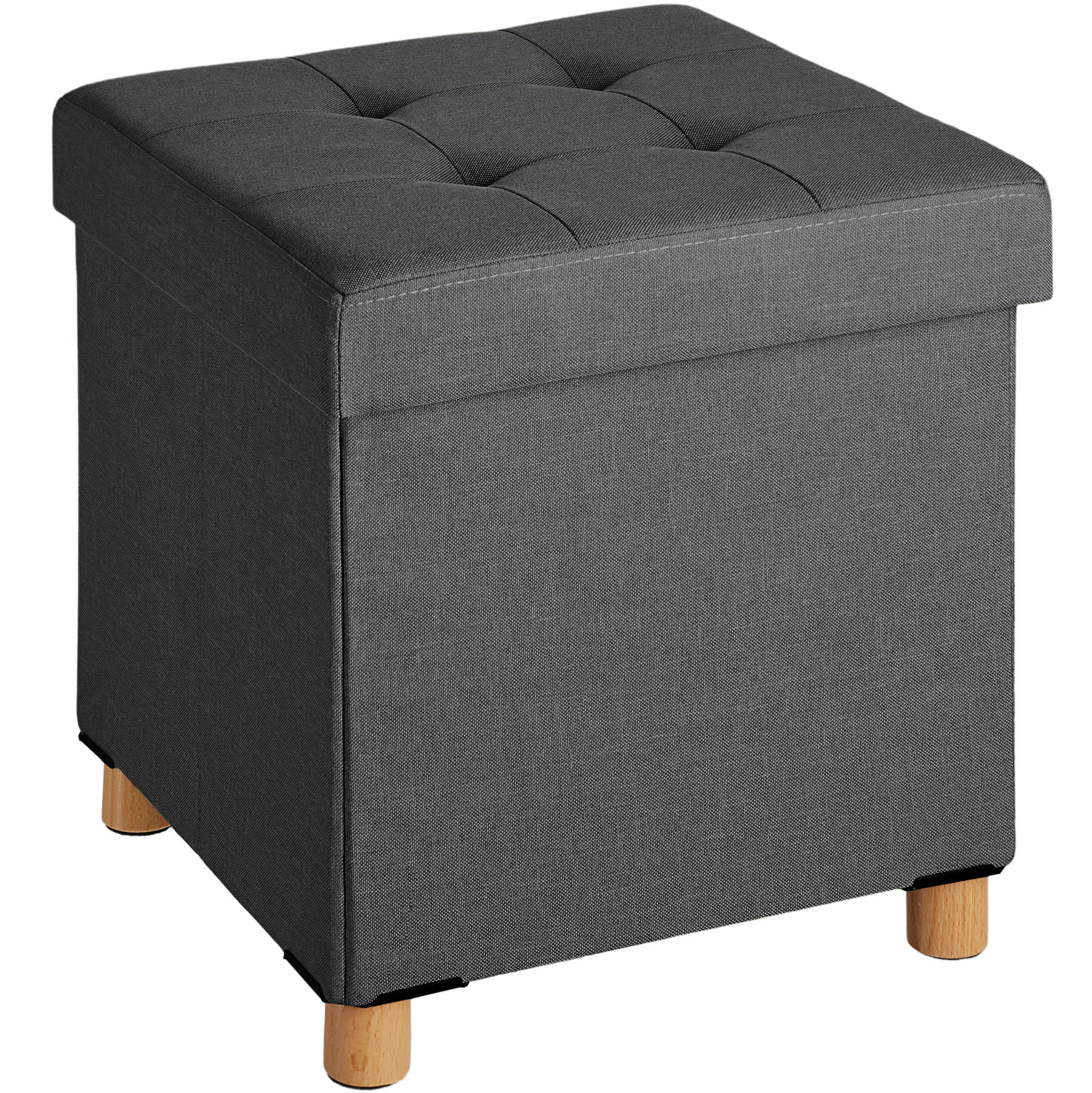 - Banc Tabouret Coffre de rangement Pliable, rembourré gris foncé
