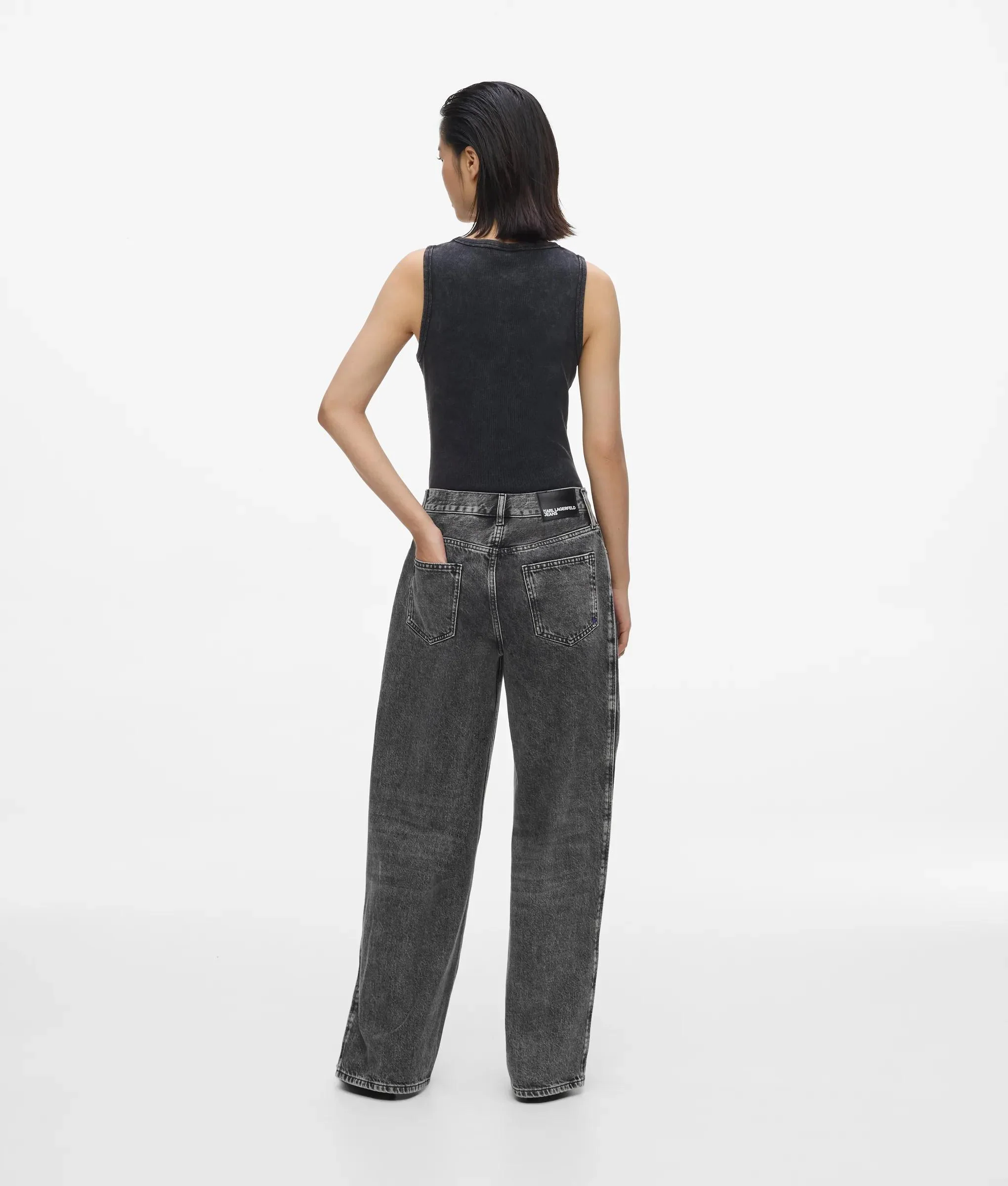 Jeans large à taille basse transformable
