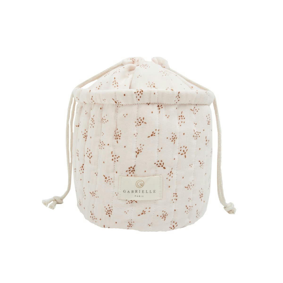 GREEN & KIDS - Petit pochon en gaze de coton imprimé rose