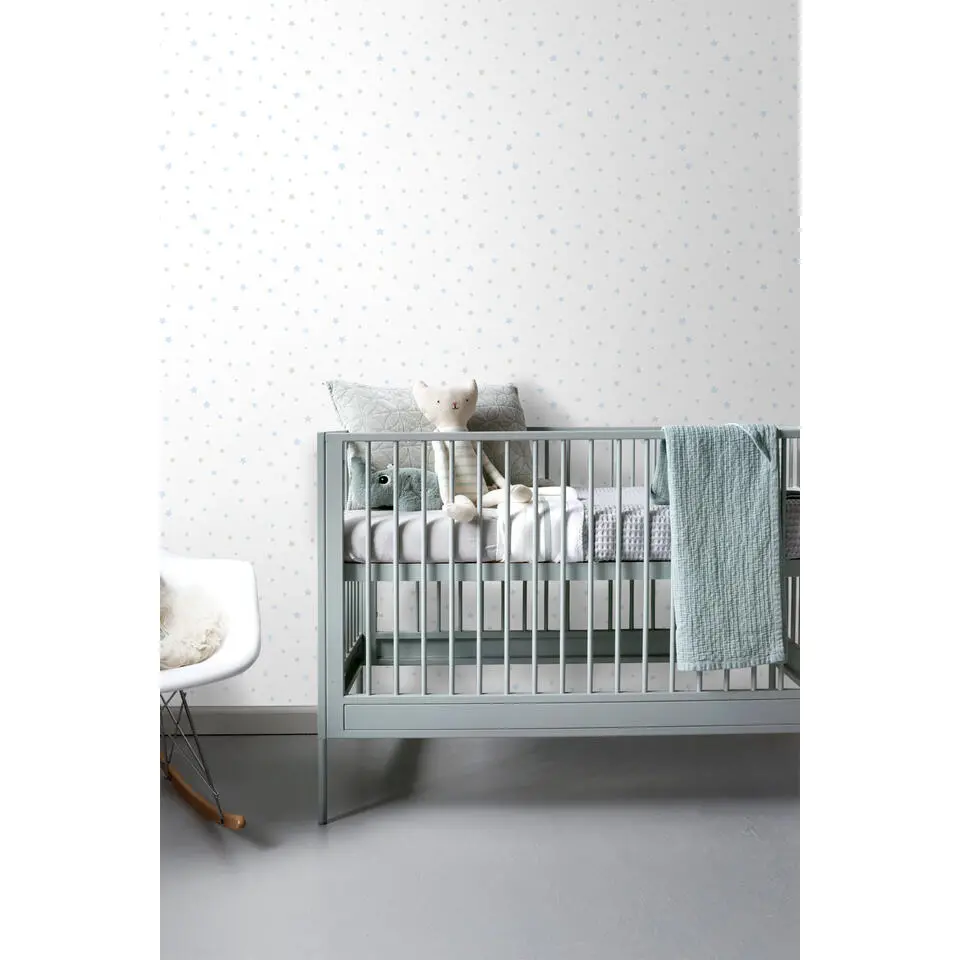 Sanders & Sanders behang sterretjes blauw, beige en wit - 53 cm x 10 m