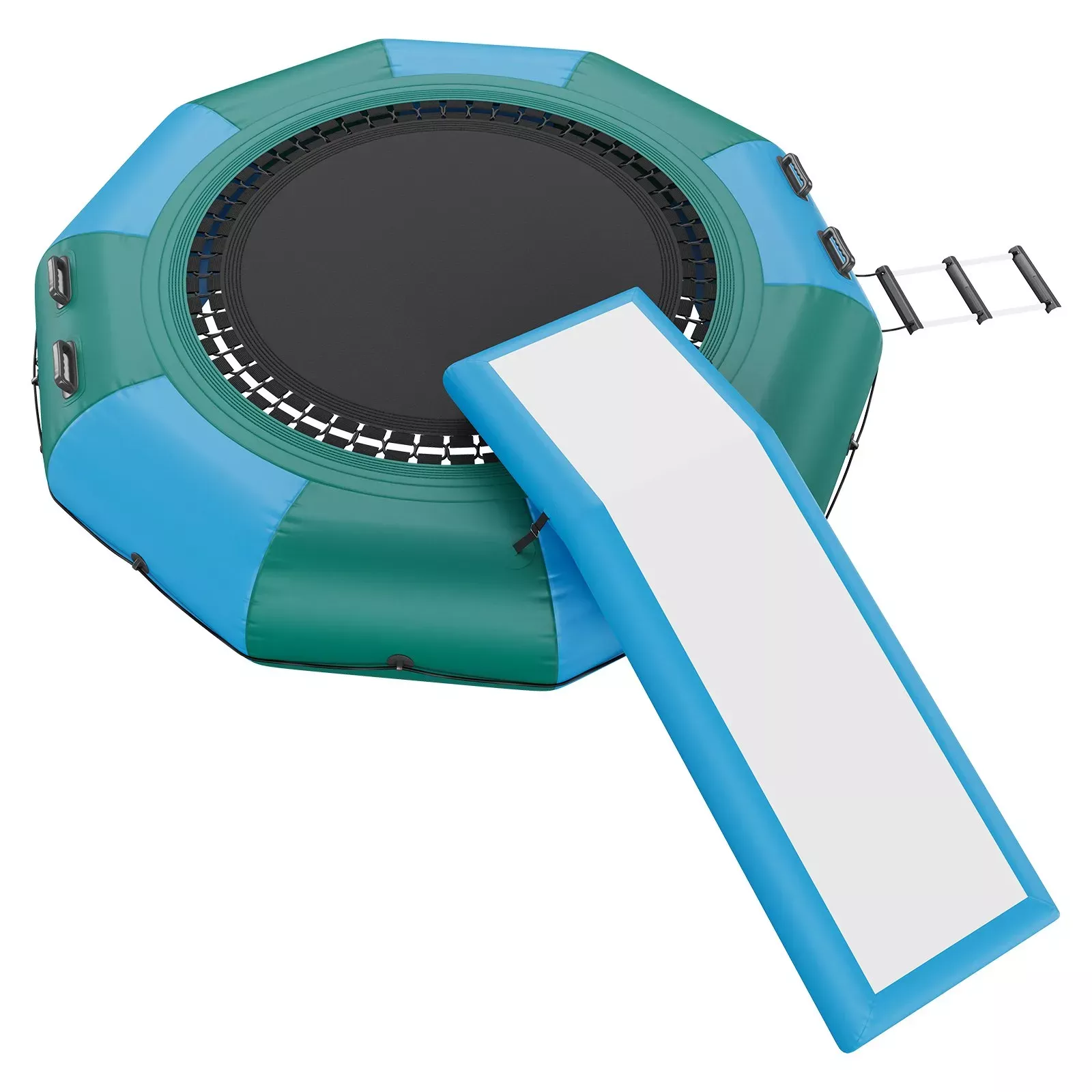Trampolina wodna dmuchana 3,05 m ze zjeżdżalnią i drabinką, 185 kg, PVC