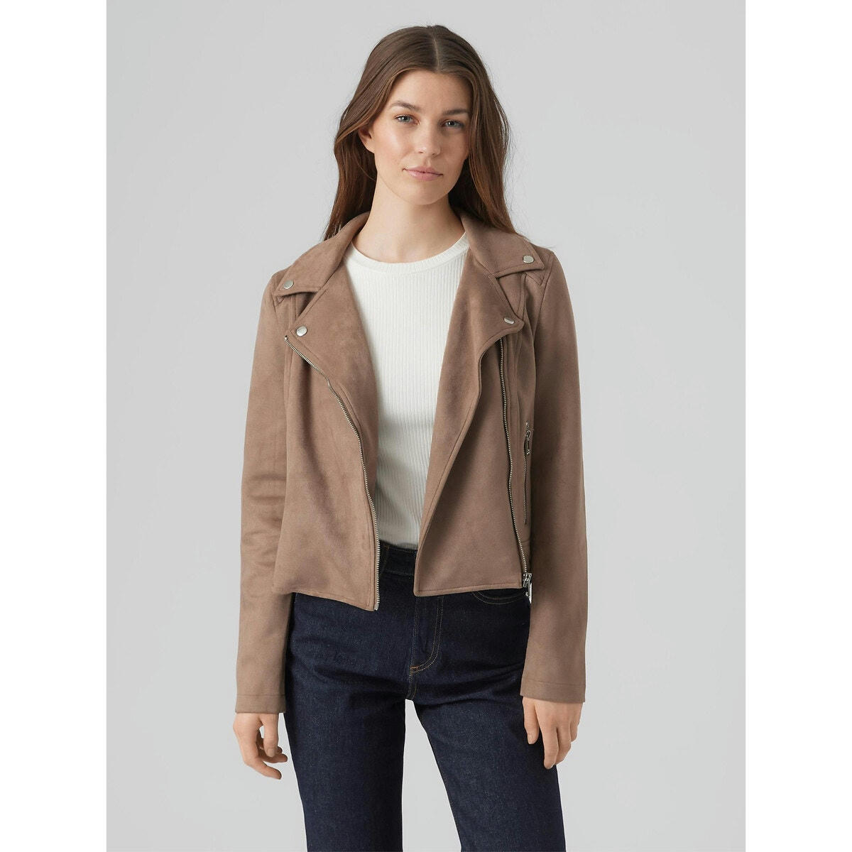 Blouson court effet suédé