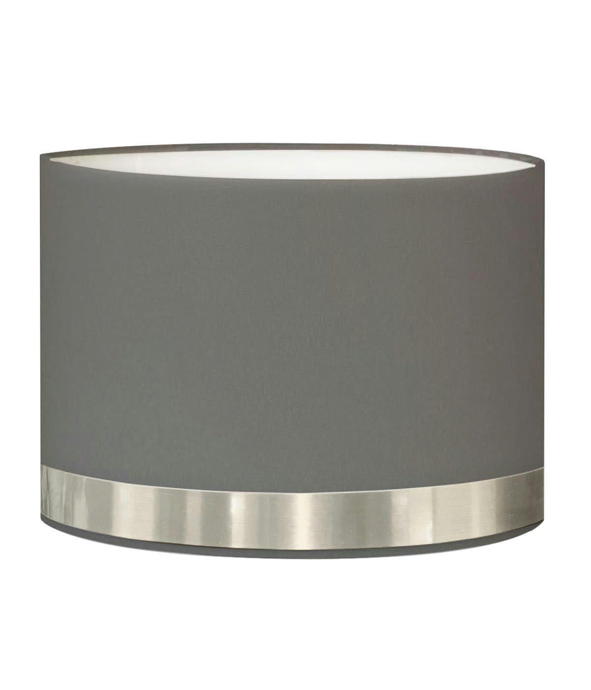 JONC - Abat-jour pour chevet rond gris jonc aluminium D: 25 x H: 20