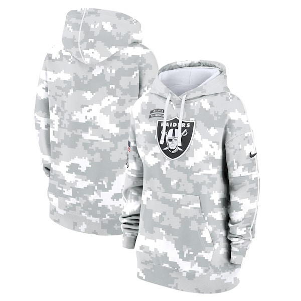 Las Vegas Raiders Nike Women's 2024 Salute To Service Club Fleece Pullover Hoodie - Arctic Camo