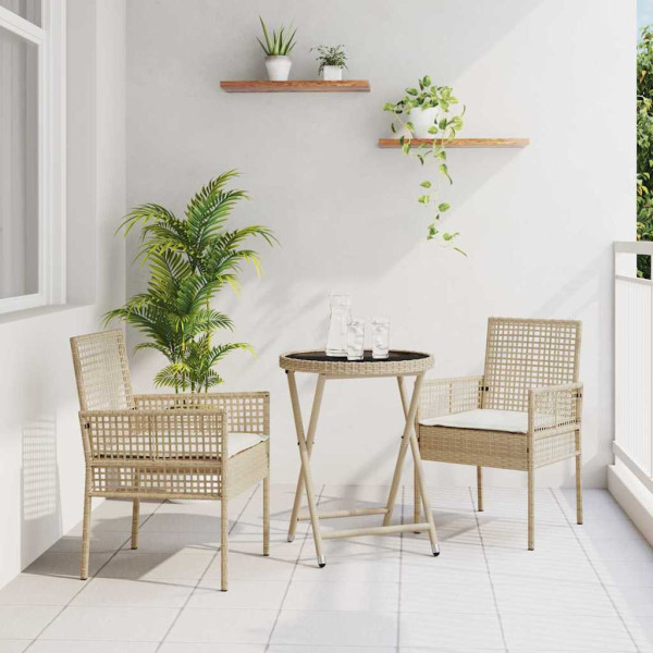 Zestaw Mebli Ogrodowych Bistro Stół Krzesła Rattan Poduszki Na Taras Balkon