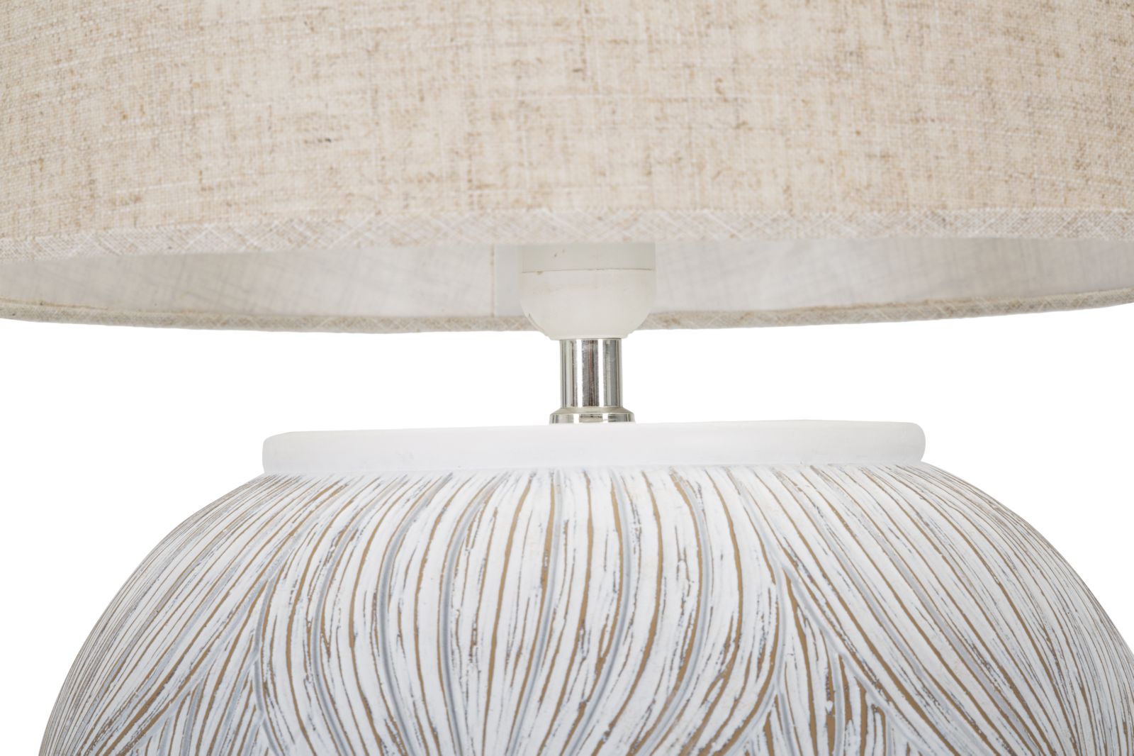 Mauro Ferretti Atene Tafellamp in witte hars met beige kap