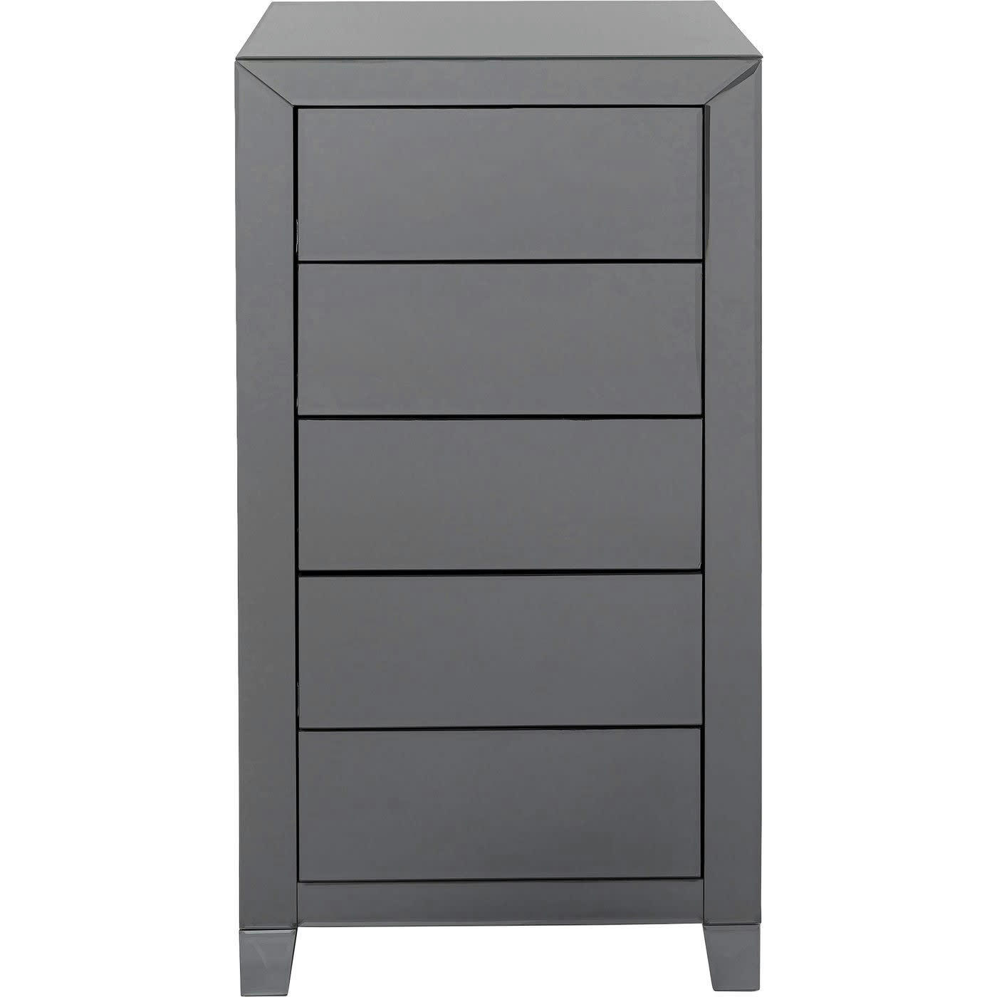 LUXURY PUSH - Chiffonnier 5 tiroirs en verre gris