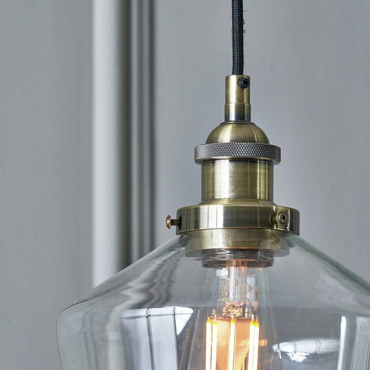 Pacific Emmanuelle Glass Cloche Pendant Light - Brass