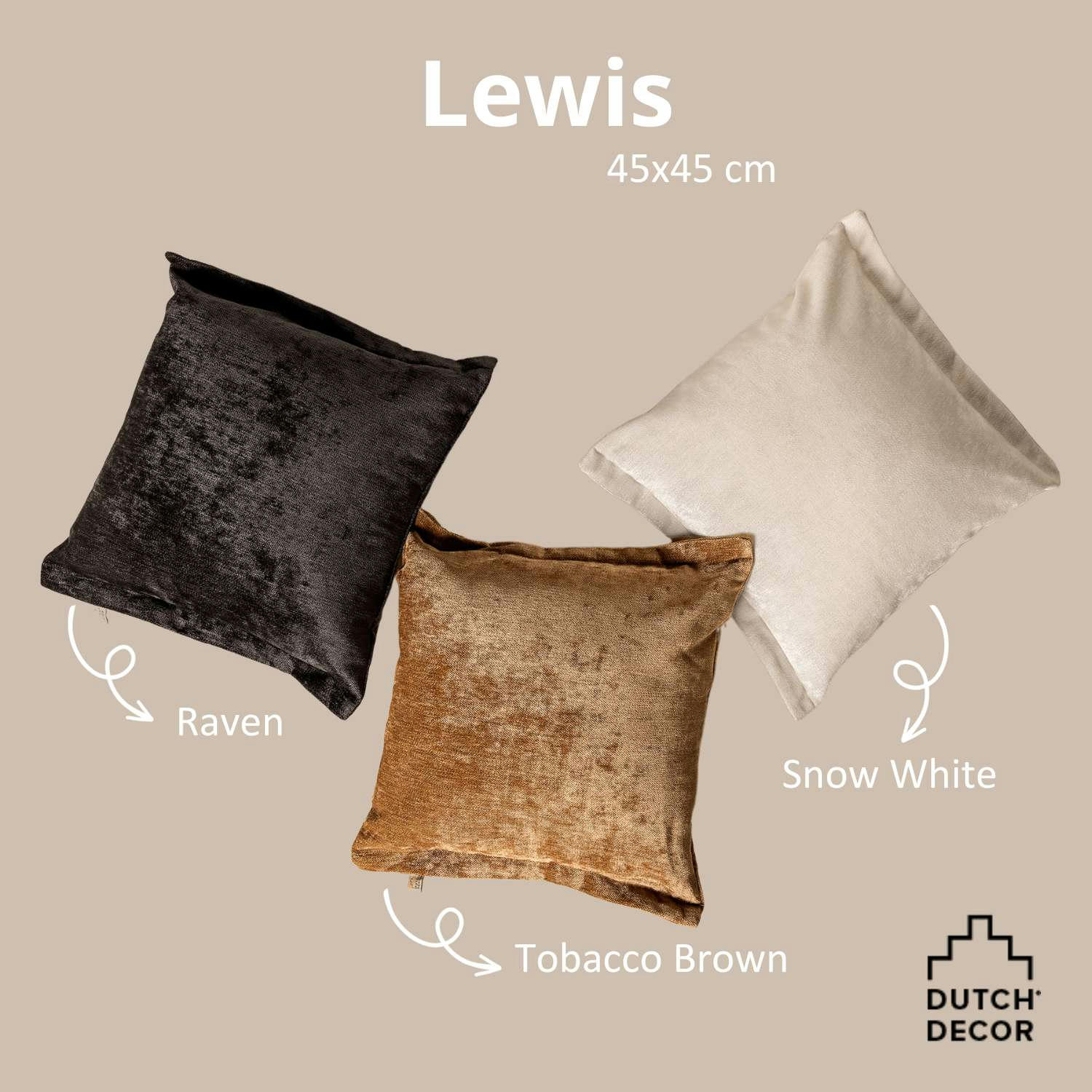 LEWIS - Coussin - blanc en polyester 45x45 cm uni