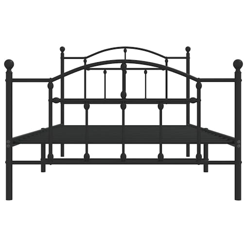 NNEVL Metal Bed Frame with Headboard and Footboard Black 107x203 cm King Single