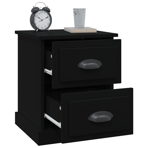 NNEVL Bedside Cabinets 2 pcs Black 39x39x47.5 cm Engineered Wood
