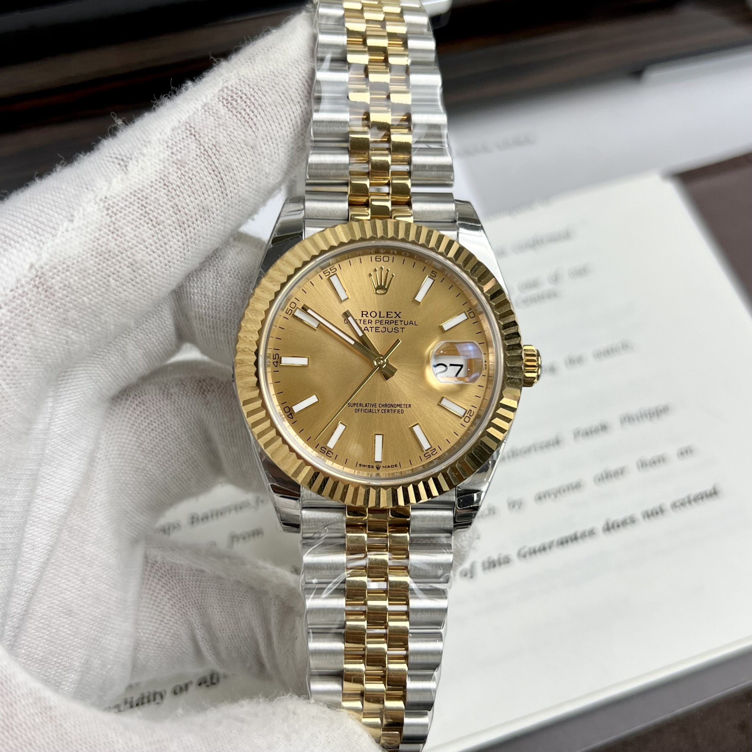 Rolex Datejust SS/YG Plated Champagne Dial 41mm Jub EWF Replica