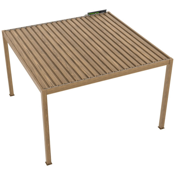 Pergola ogrodowa elektryczna Luxe 4x4m aluminiowa w kolorze drewna