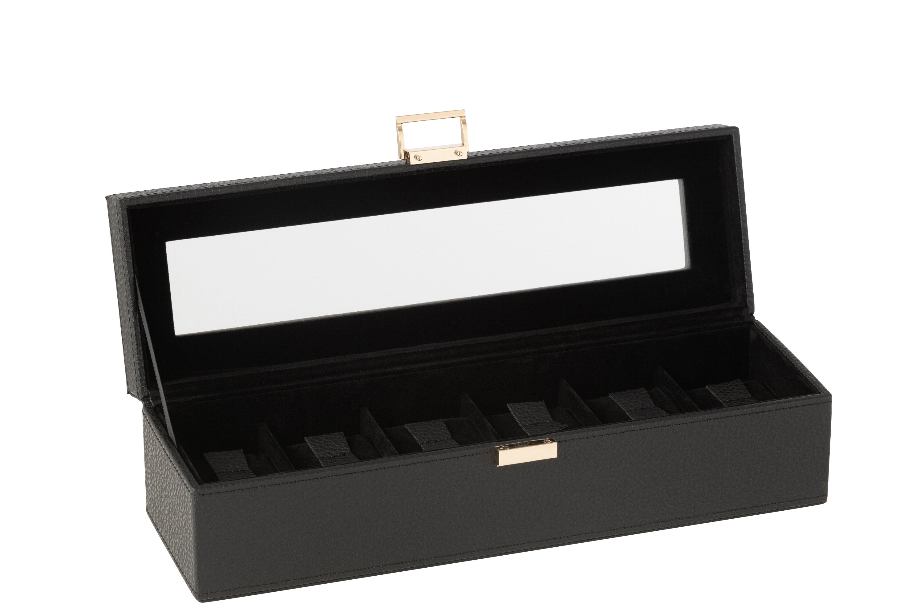 J-Line horloge doos 6 compartimenten - karton kunstleder - z