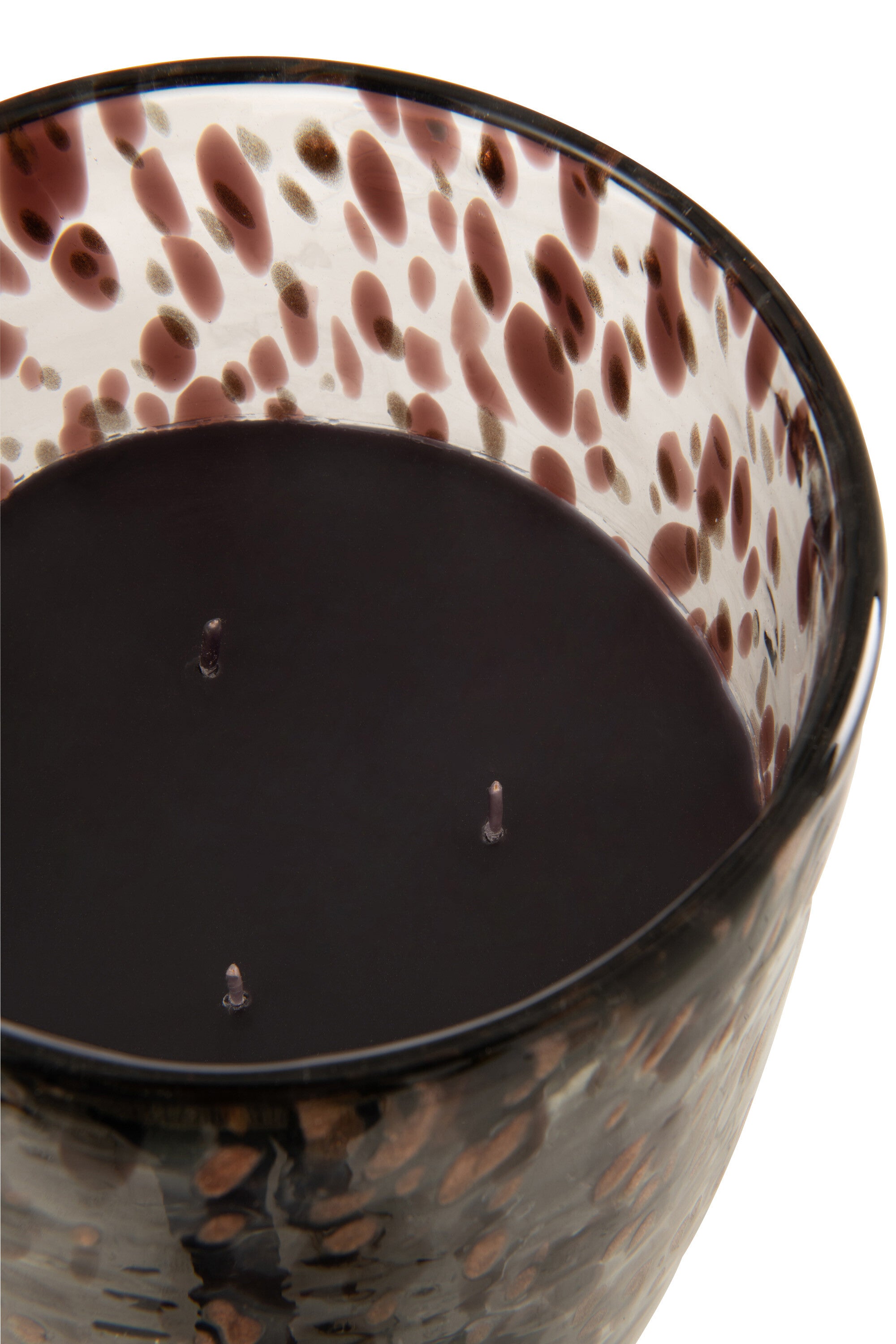 J-Line geurkaars Mia - Leather & Leaves - glas - zwart/mix - large - 230U