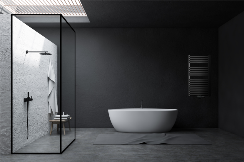 Grzejnik łazienkowy czarny 540 x 1000 mm 446W Invena DUOPLEX