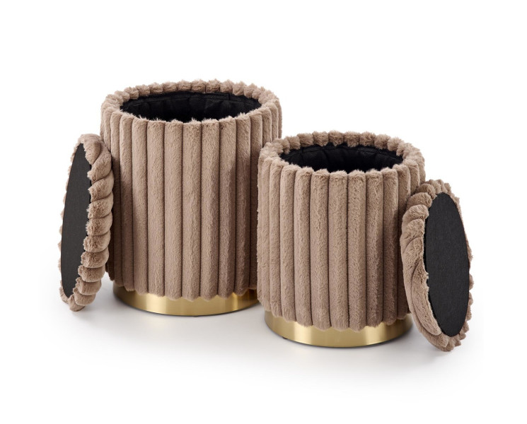 Zestaw puf tapicerowanych AUREA, cappucino