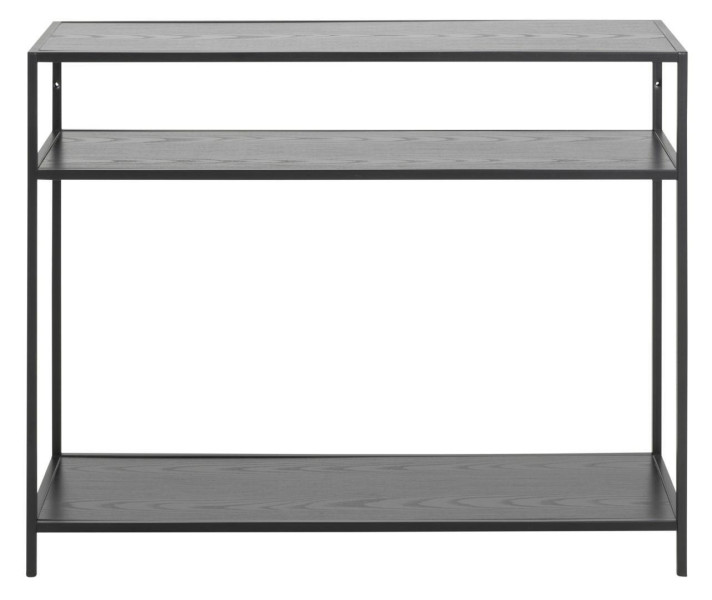 KONSOLA Seaford czarna 3 PÓŁKI Z MDF metalowa konstrukcja