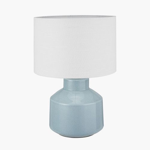 Ruma Small Crackle Effect Table Lamp Cream Ceramic Base White Drum Shade