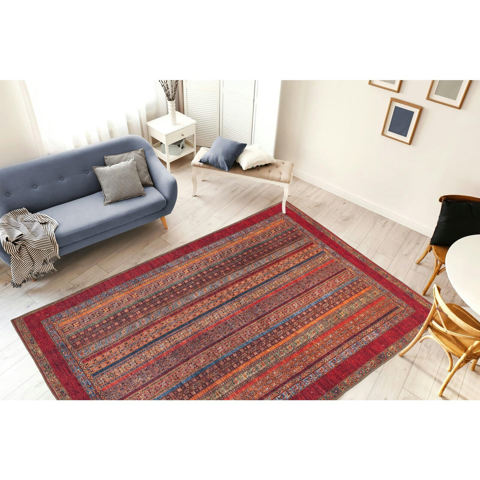 FAYE - Tapis kilim Polyester Rouge