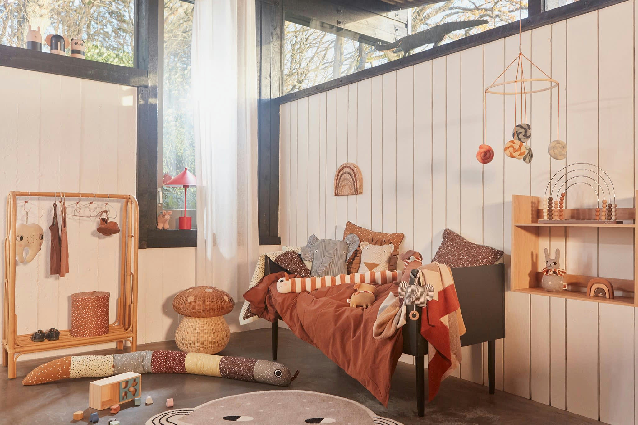 MUSHROOM - Panier marron rotin Ø42xH46cm