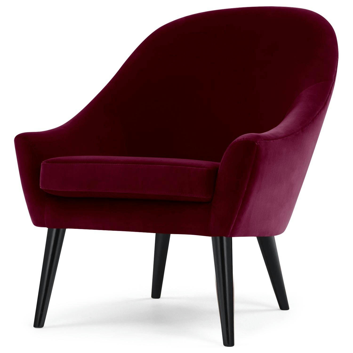DAKOTA - Fauteuil scandinave velours bordeaux