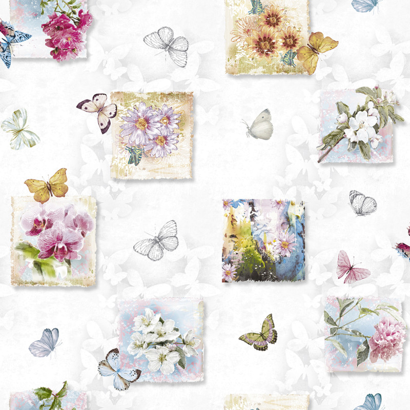 Nappe en PVC non tissé Papillon 140 cm au mètre