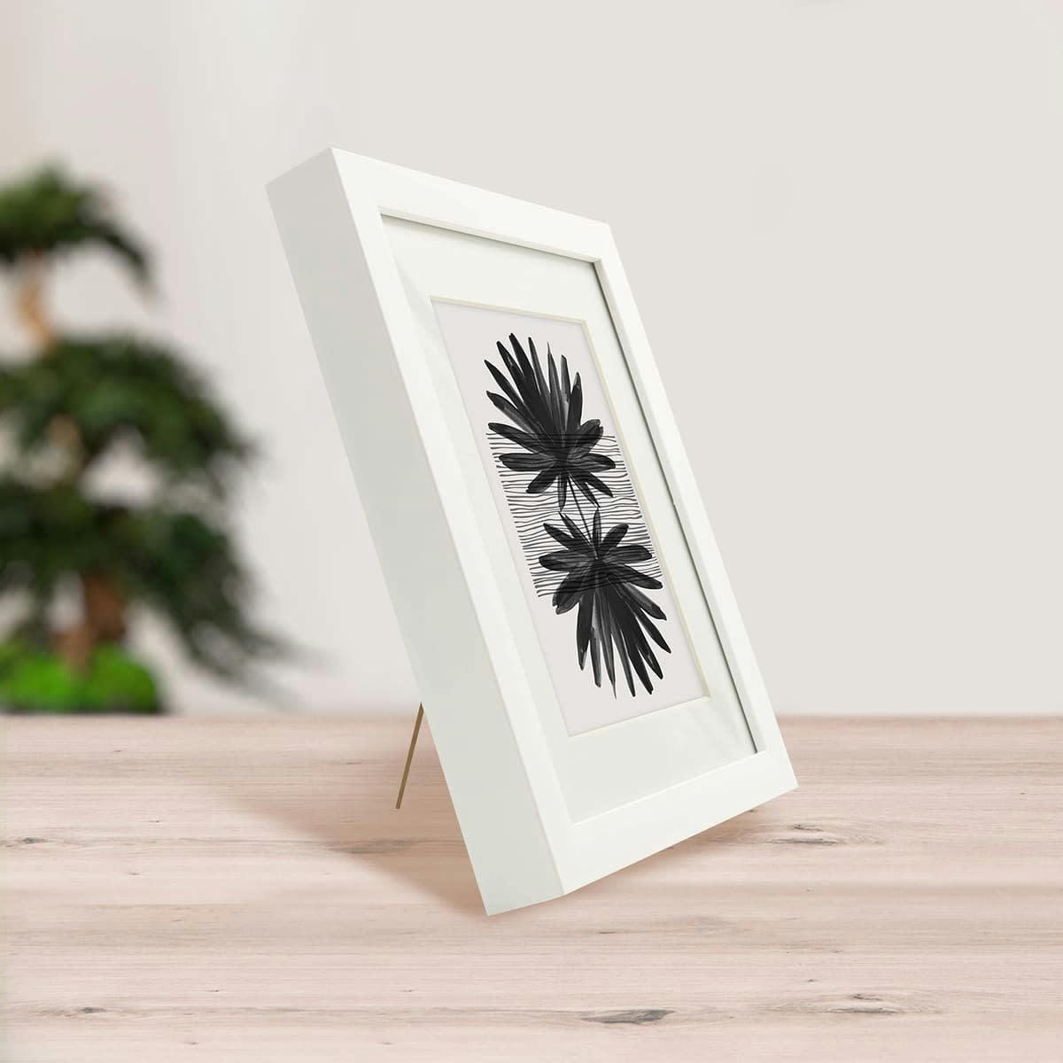 MILAN - Cadre photo épais blanc 18x24 cm avec passe-partout résine recyclée