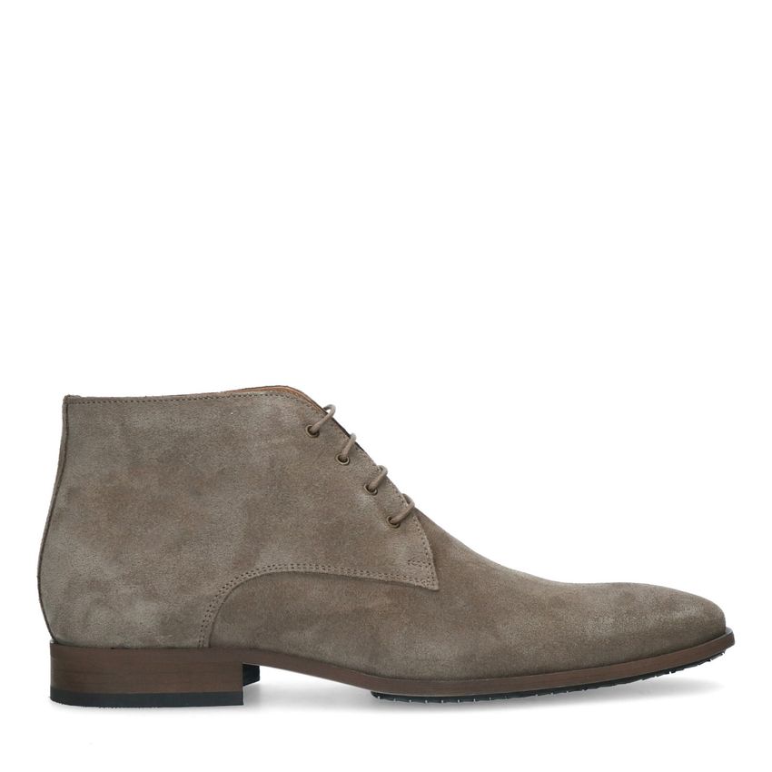 Manfield Taupe suède veterschoenen