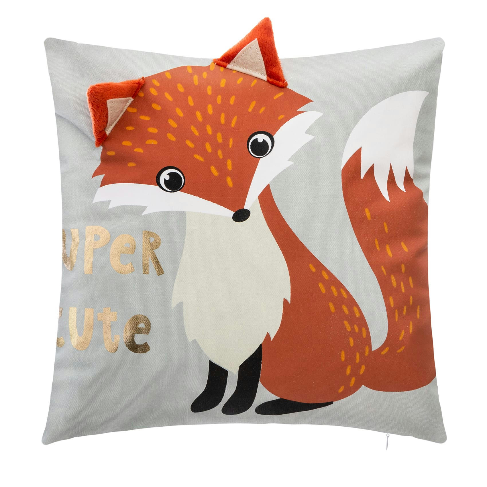 - Coussin déhoussable renard enfant en coton ivoire 40x40cm