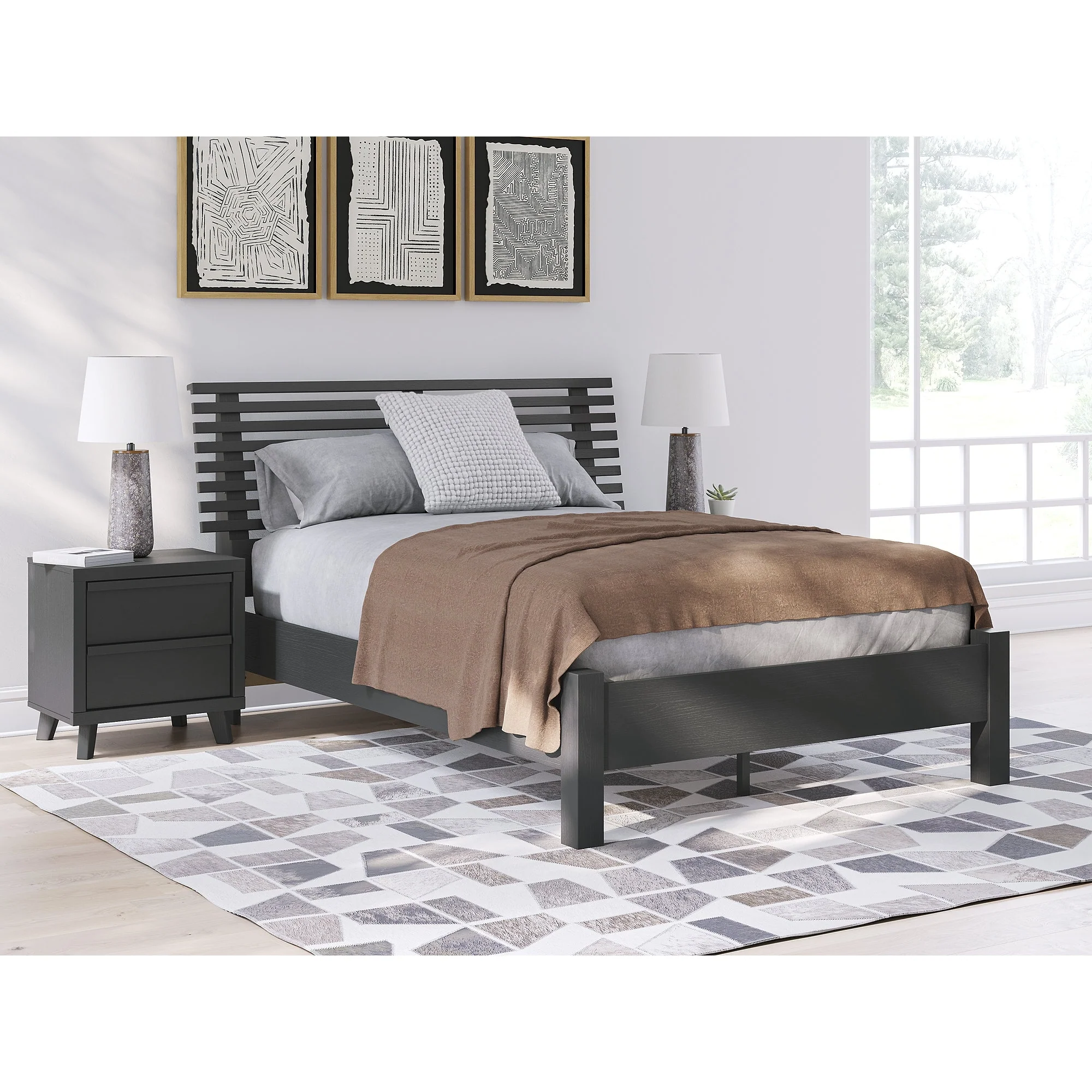 Signature Design by Ashley Danziar Black Full Slat Headboard