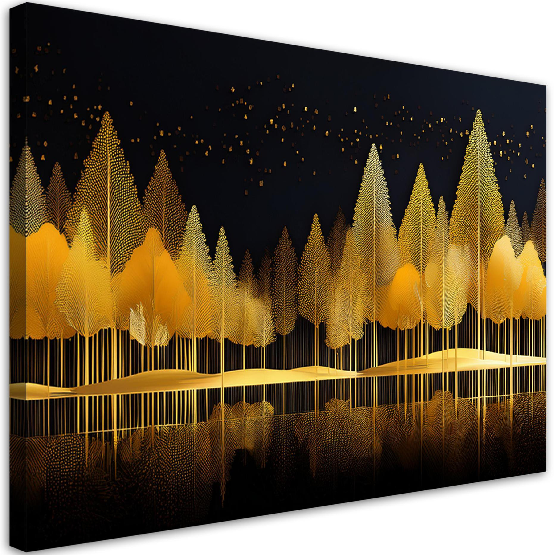 Feeby Obraz na płótnie, Złoty Las Abstrakcja Natura 60x40