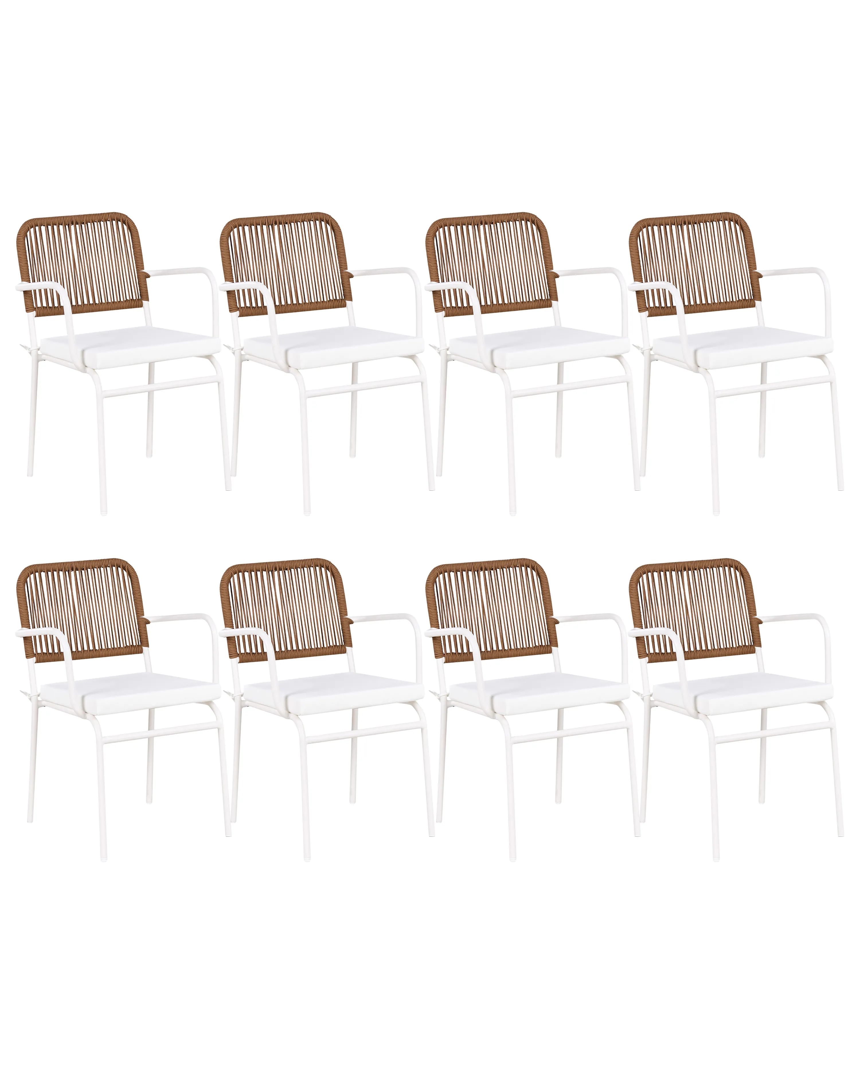 Set of 4 Garden Chairs with Cushions TACENO Metal White