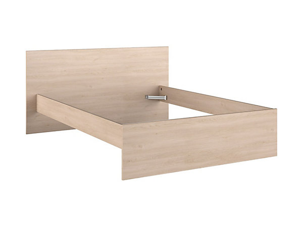 Lit avec 2 tiroirs 140 x 190 cm -coloris : Naturel et beige   Sommier - VELONA