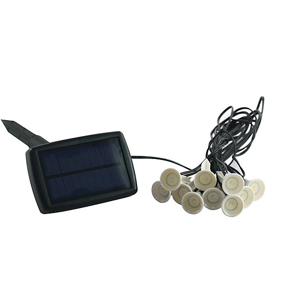 Guirlande solaire de 5,5m avec 10 spots à planter- éclairage blanc froid- 100 Lumens- Eclairage extérieur Jardin