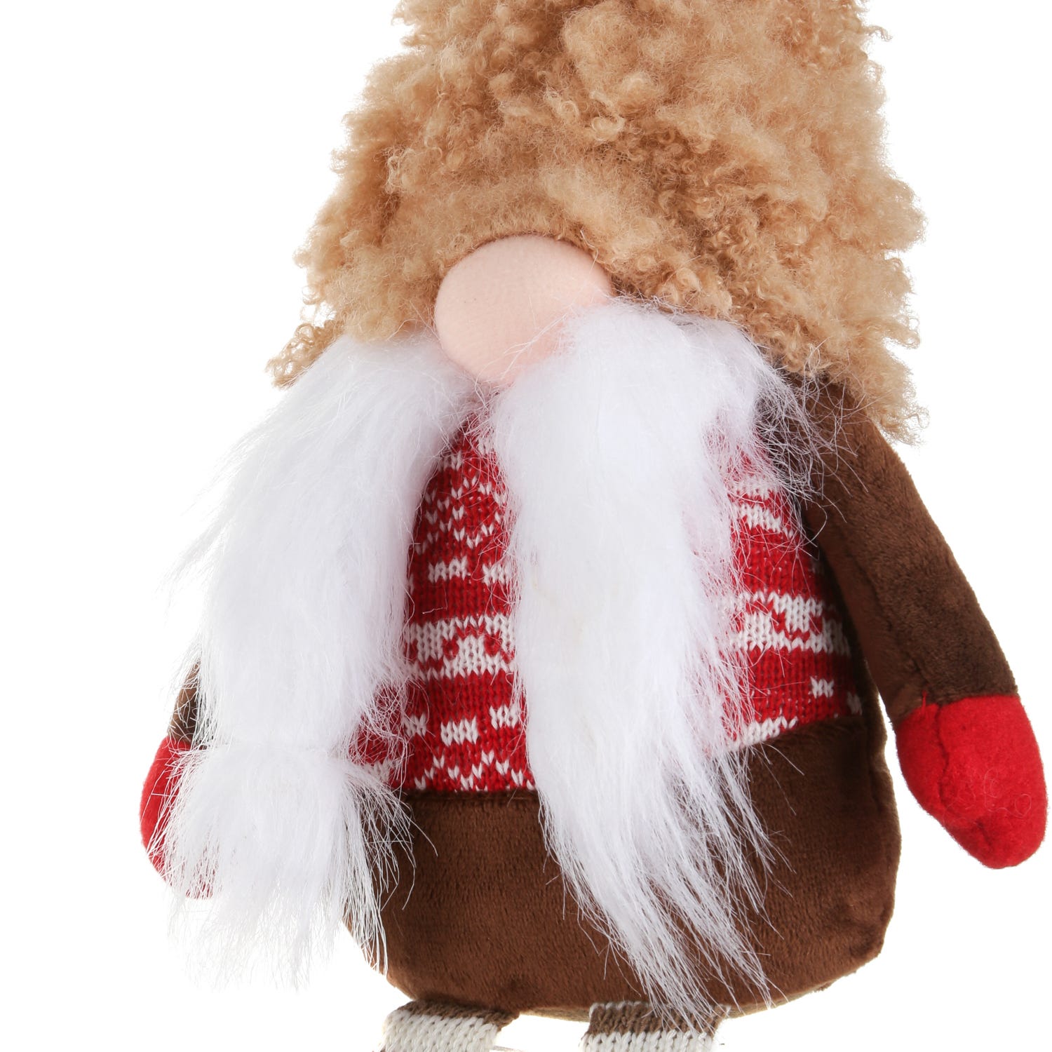 Gnomo Natale gambemolli 55 cm cappello beige peluche