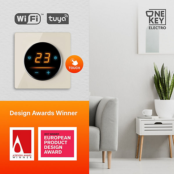Chauffage au sol électrique WARMON ULTRA 200 W/m²   Thermostat OKE-25 WiFi Tactile, cadre en verre Garda beige - 4 m²
