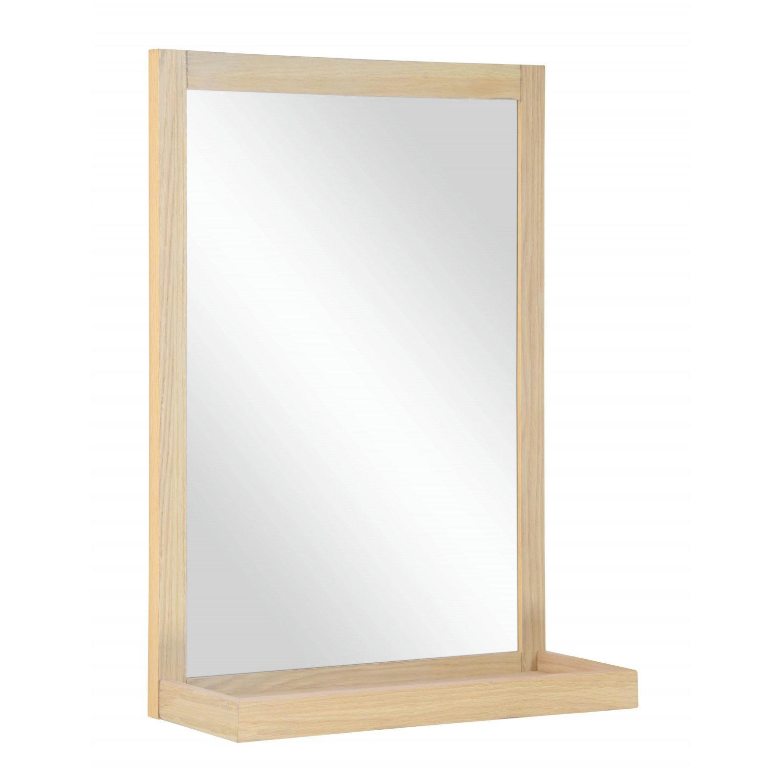 ENIO - Miroir rectangulaire avec tablette en bois 60 x 70cm