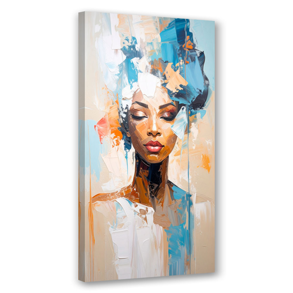 Feeby Obraz do salonu sypialni, Portret kobiety abstrakcja turkusowy 40x80
