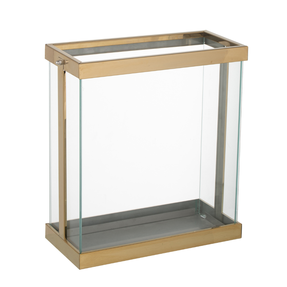J-Line lantaarn Rechthoekig Enma - ijzr/glas - goud - small
